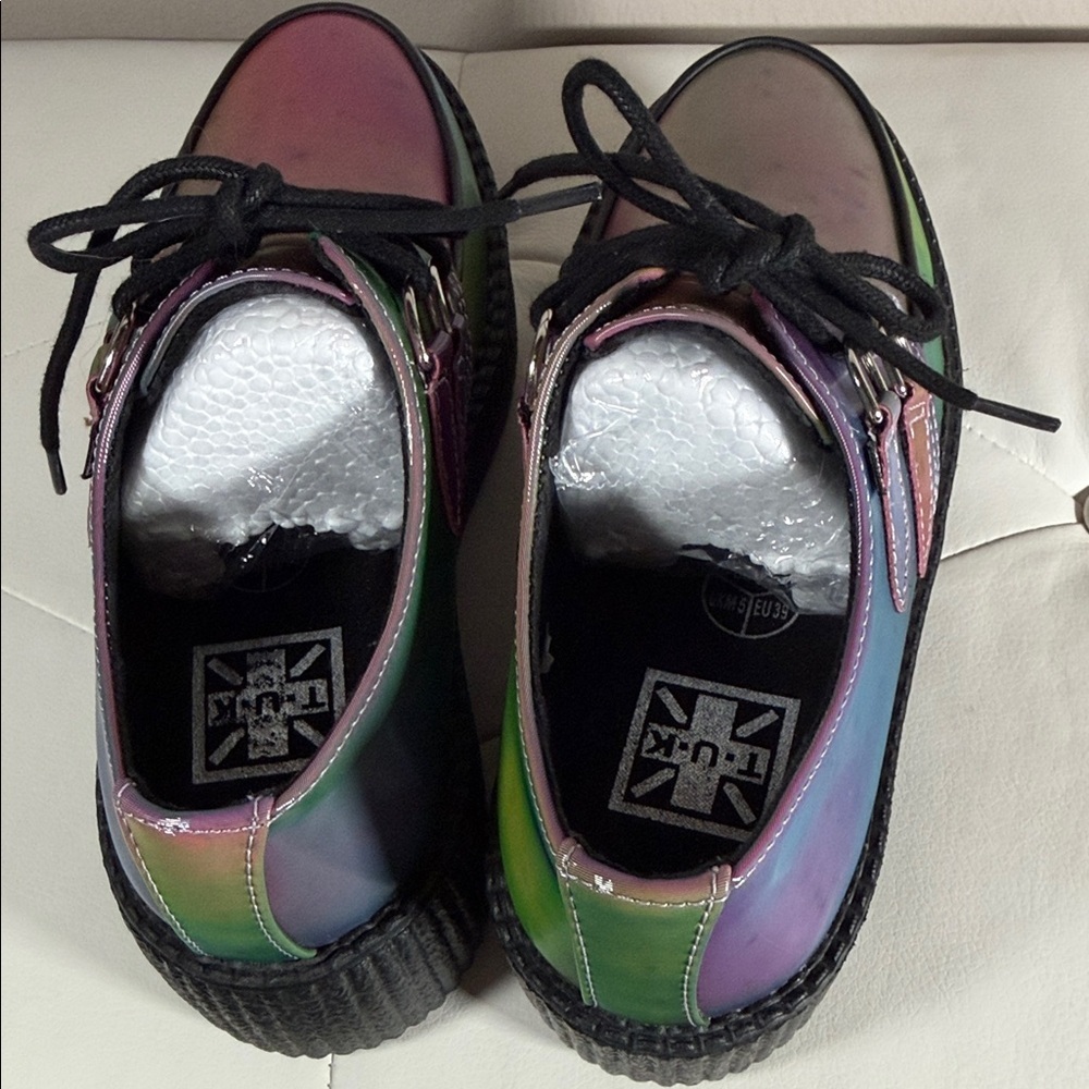 TUK Iridescent Pink and Purple Platform Shoes - Picture 6 of 12